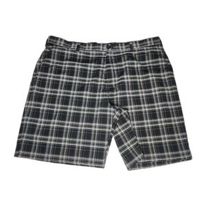 Izod PerformX Golf Men's Size 42 Black Plaid Flat Front‎ Shorts